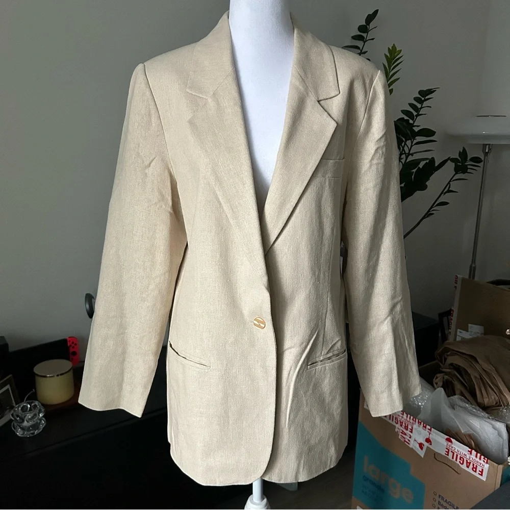 Vintage Silk/Linen Cream Blazer - Picture 1 of 8